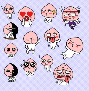 kakao friends 搞怪 APEACH 屁桃表情贴纸 自制周边贴纸 24枚入