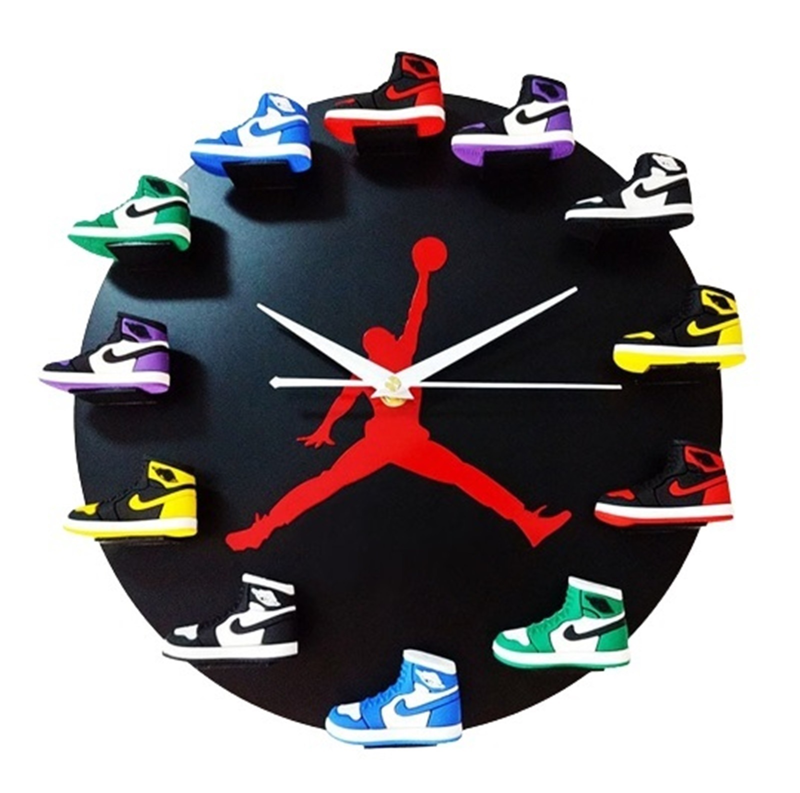 aj1-12代鞋模飞人乔丹挂钟创意篮球时钟3d立体鞋模型钟表