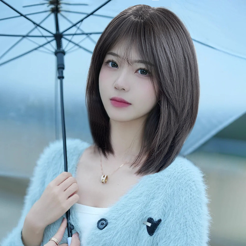 日系假发女甜美可爱长发日常短碎发时尚减龄锁骨中长全头套短直发