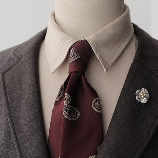 礼盒装 简约复古大腰果法式领带男士正装商务手打款宴会酒会韩版