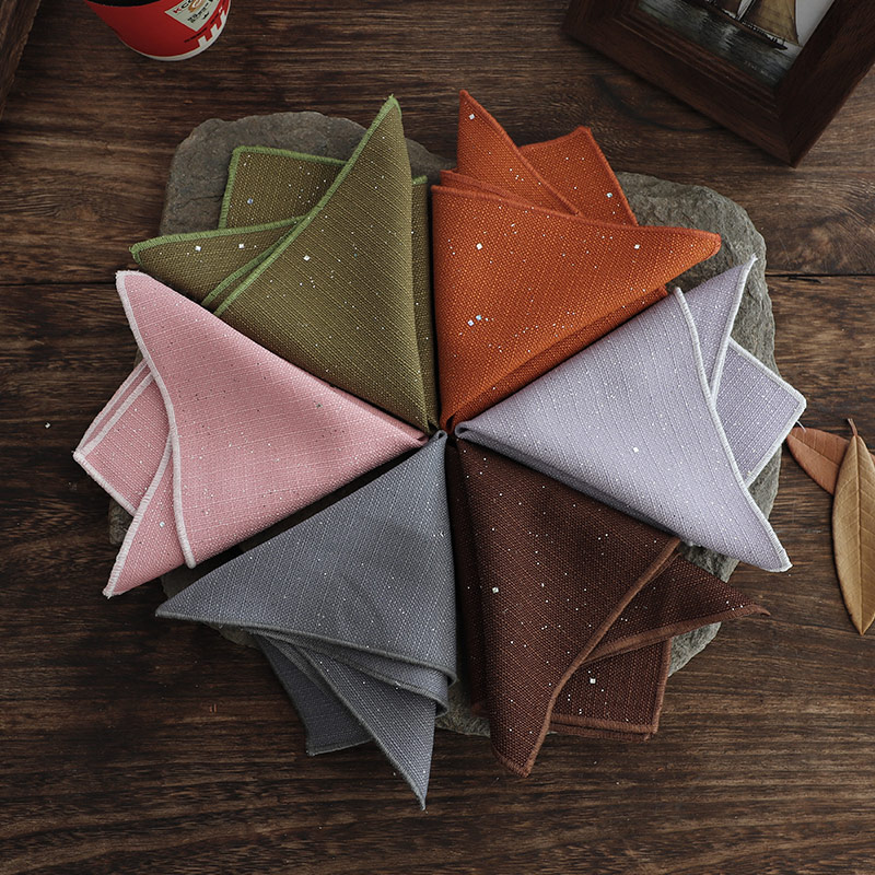 简约风 亮片肌理感纯色西装口袋巾粉色咖啡绿色男士方巾领巾闪亮