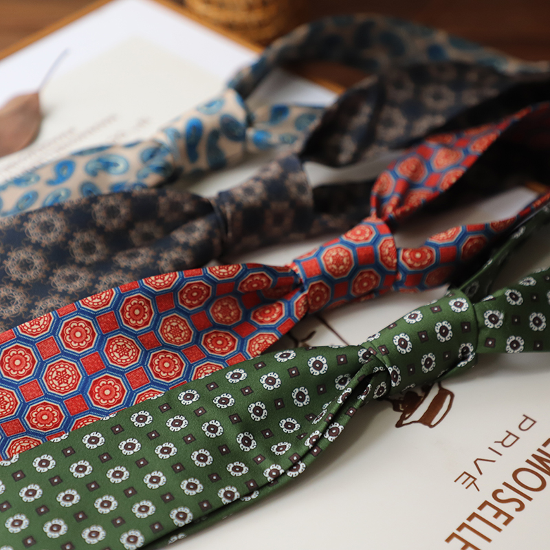 复古中世纪大花仿真丝印花领带