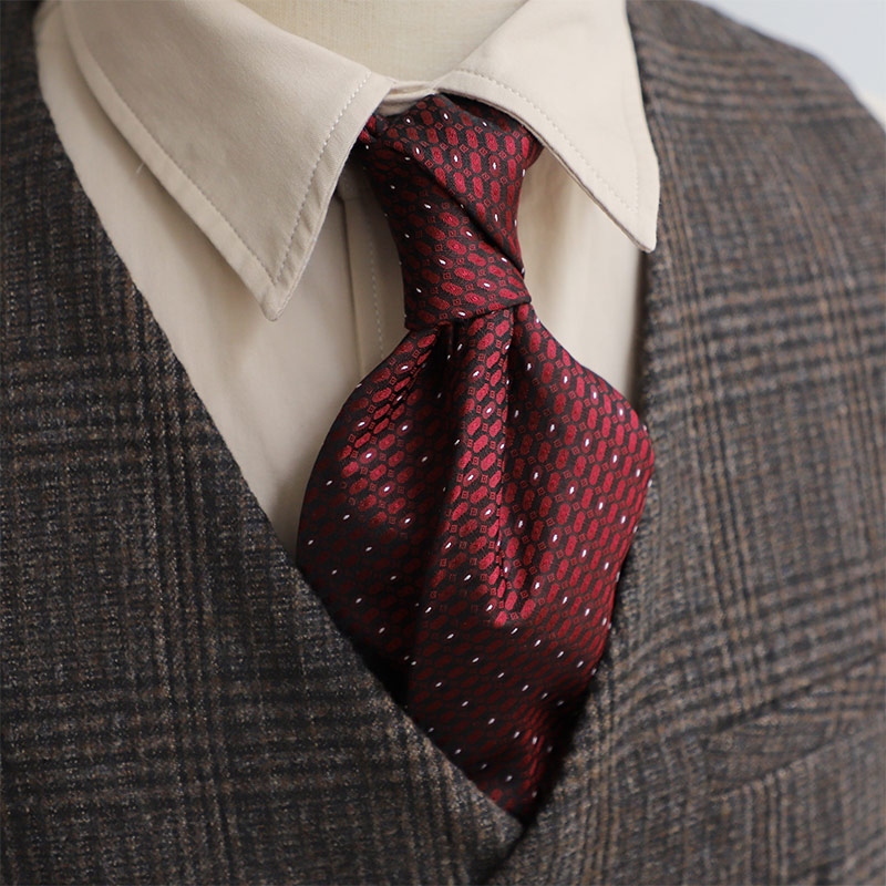 尾单牛货红色真丝领带男士