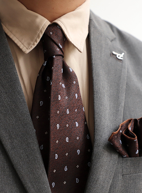 礼盒装复古雅痞风商务正装韩版领带方巾套装酒红咖啡灰色婚礼百搭