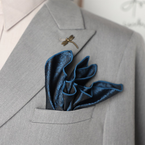 复古男士西装口袋巾蓝色咖