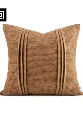 echo回声现代样板间橘橙色雪尼尔抱枕床上沙发方枕咕臣床头靠垫套