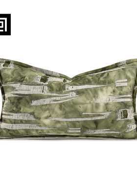 echo现代简约风样板间绿色新中式客厅沙发抱枕飘窗腰枕床上靠垫套