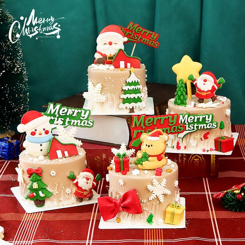 圣诞节蛋糕装饰插件圣诞老人雪人