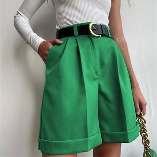 cuffed Solid straight 纯色直筒翻边西装 短裤 shorts color suit
