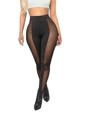 High waisted tight sports leggings高腰紧身网纱拼接运动打底裤