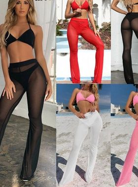 Mesh Perspective High Waist Breathable Pants网纱透视高腰长裤