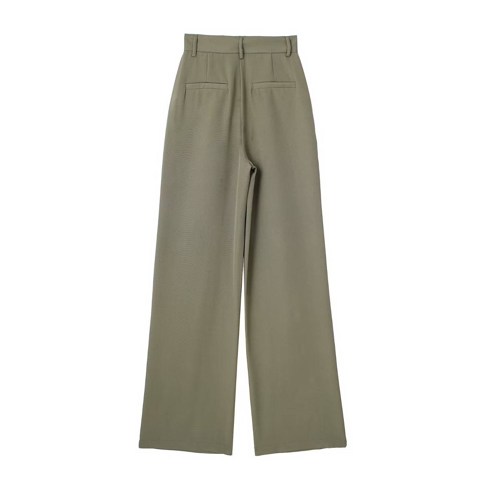 打褶高腰阔腿长裤休闲裤