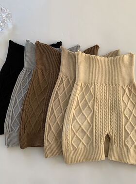 Solid knit high waisted tight leggings纯色针织高腰紧身打底裤
