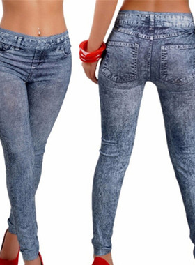 Jeans trousers with pockets slim leggings牛仔裤长裤紧身裤