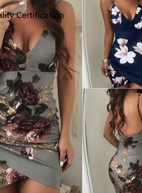 Party Sexy Floral Dress Backless Skinny Slim Dresses