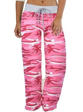 Camo printed drawstring wide leg pants女士迷彩印花拉绳阔腿裤