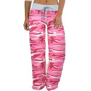 printed pants女士迷彩印花拉绳阔腿裤 drawstring leg wide Camo