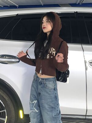 宽松直筒拖地裤牛仔裤