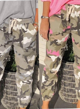 Camouflage women's overalls mid-waist casual pants中腰休闲裤
