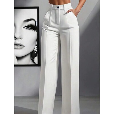 高腰垂感直筒简约西装长裤