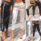 pants High trousers striped jogging waist side