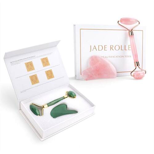 Quartz Jade Roller Heart Guasha Scraping Board Slimming Face