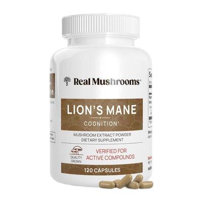 现货美国Real Mushrooms Lions Mane猴头菇粉狮子鬃毛认知专注力