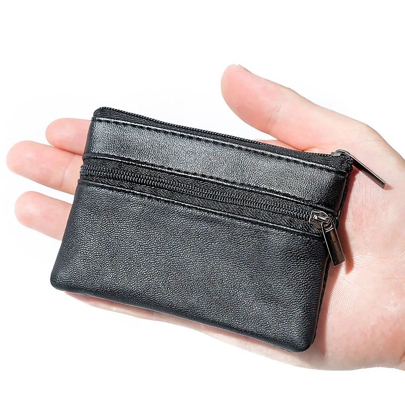 Men Women Card Coin Key Soft Holder Zip Leather Wallet