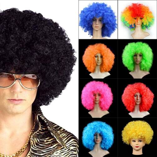 Black Afro Curly Wig Adult Fancy Dress Disco Unisex Adult