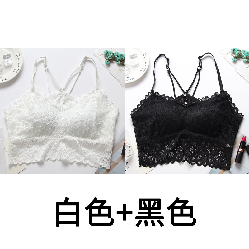 新款蕾丝美背性感带胸垫抹胸打底防走光聚拢内衣吊带裹胸上衣女夏