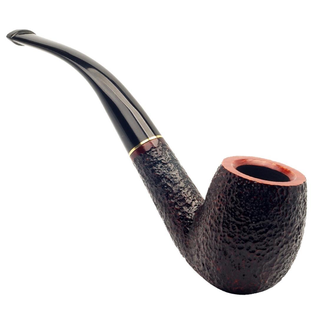 沙芬SAVINELLI 罗马石楠木烟斗P104R麻面606弯斗黑烟嘴