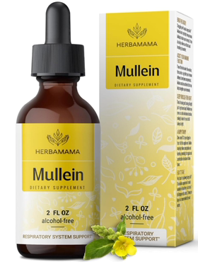 美国HERBAMAMA Mullein 肺滴剂 毛蕊叶提取物无糖肺部清洁补充剂
