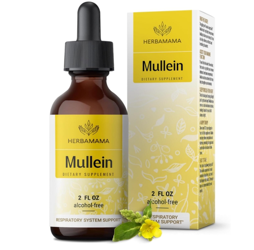 美国HERBAMAMA Mullein 肺滴剂 毛蕊叶提取物无糖肺部清洁补充剂