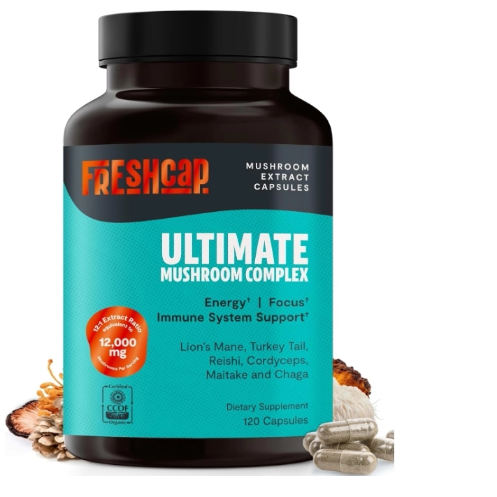 美国FreshCap 蘑菇补充剂 12000 毫克 益智大脑补充剂记忆力120粒
