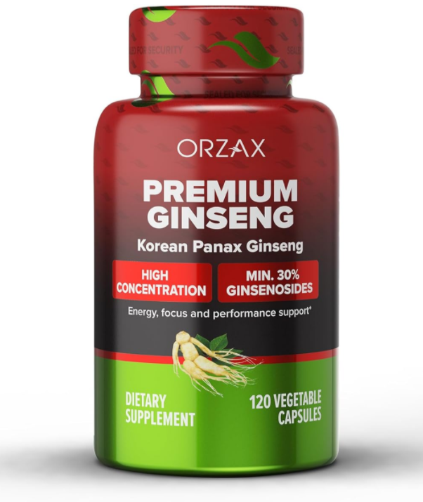 美国ORZAX 韩国人参胶囊30%人参皂苷红参增强专注力120粒