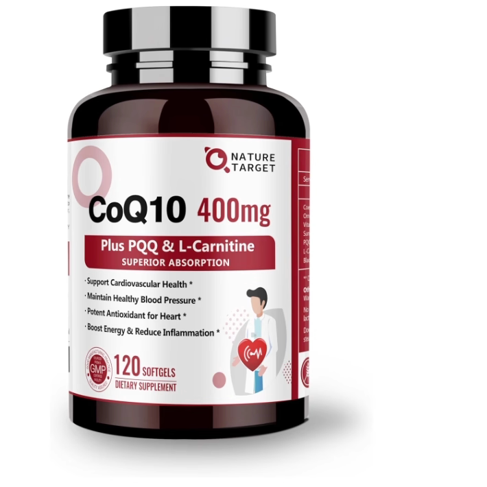 美国NATURE TARGET辅酶Q10 400毫克含PQQ Omega-3和左旋肉碱120粒图片