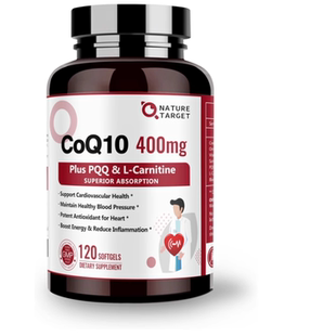 美国NATURE TARGET辅酶Q10 400毫克含PQQ Omega-3和左旋肉碱120粒