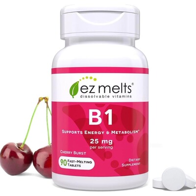 美国EZ Melts 可溶性维生素 B1 25 毫克,无糖 45粒