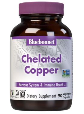 美国Bluebonnet Nutrition Albion螯合铜3毫克神经系统和免疫健康