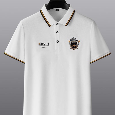 皮尔卡丹夏季男士冰丝棉薄款t恤