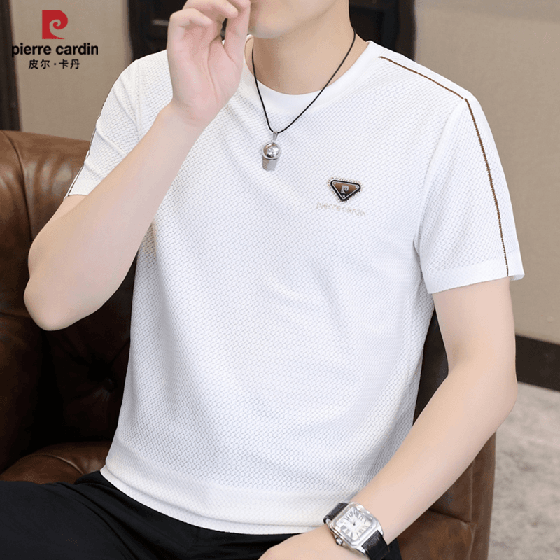 皮尔卡丹夏季薄款网眼冰丝T恤潮