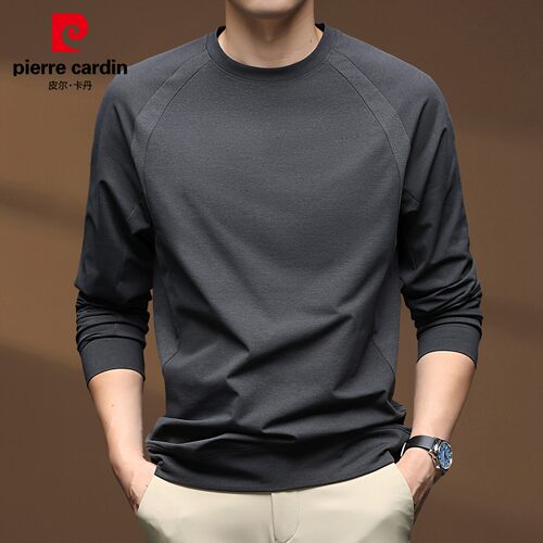 皮尔卡丹春秋季男士长袖圆领T恤