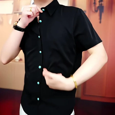 皮尔卡丹夏季冰丝凉感短袖衬衫男