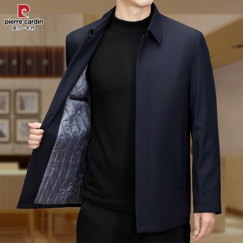 皮尔卡丹秋冬新款加厚加棉男夹克
