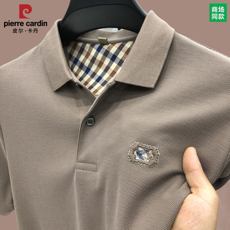 皮尔卡丹2024夏季新款纯棉短袖t恤男士休闲宽松翻领半袖POLO衫男