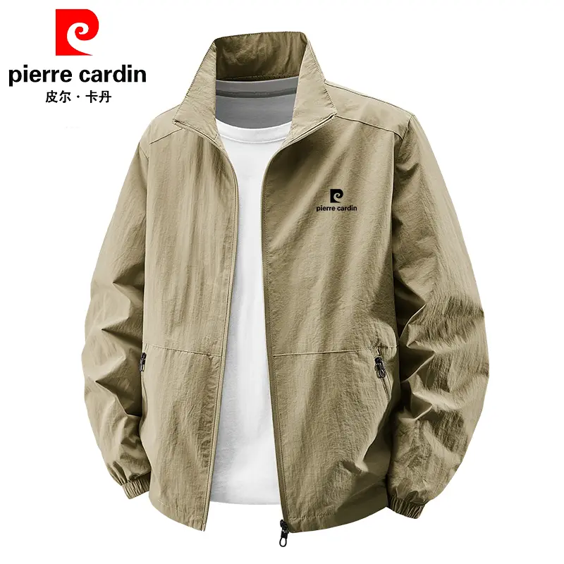 皮尔卡丹男士立领夹克外套2026春秋新款时尚潮流宽松大码茄克衫男