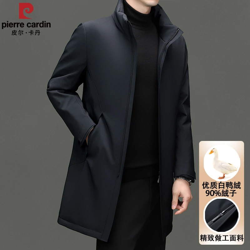 皮尔卡丹冬季高档商务立领羽绒服