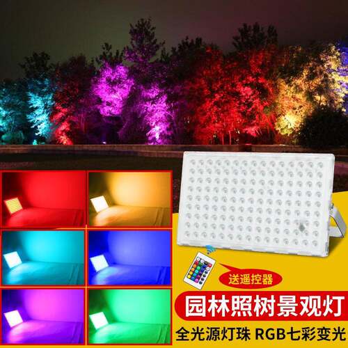 七彩变光投光灯户外照树灯绿化园林景观灯超亮RGB射灯50W