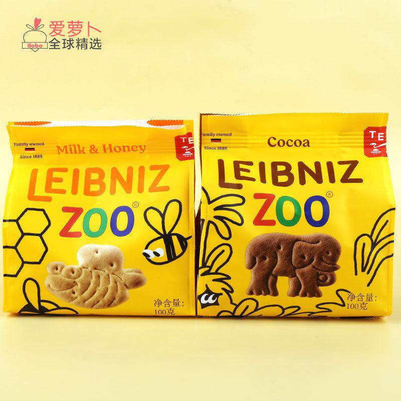 百乐顺莱布尼兹Leibniz Zoo cocoa动物园丛林动物造型饼干100克