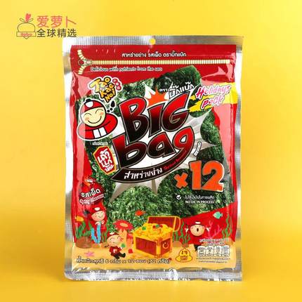 泰国Tao Kae Noi小零食老板仔香辣味大片big bag烤脆紫菜海苔